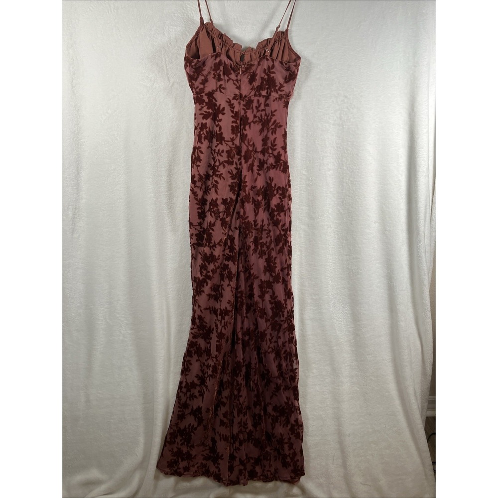 Rare London Velvet Burnout Maxi Dress Tie Front Bodycon Evening Gown 4 New - Picture 9 of 16